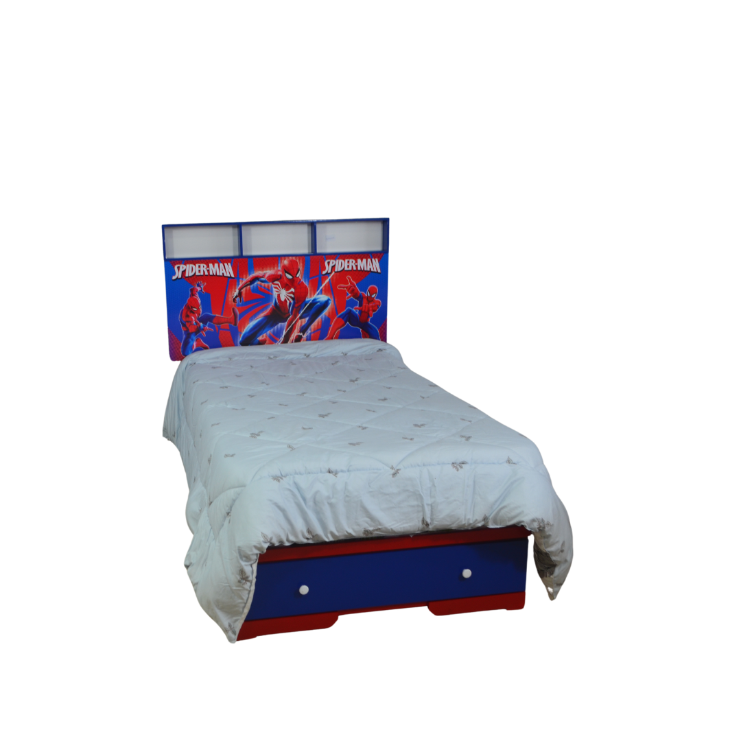 CAMA CALCOMANIA 1.5 PLAZAS ACOLCHADA C/SABANERA DISEÑO