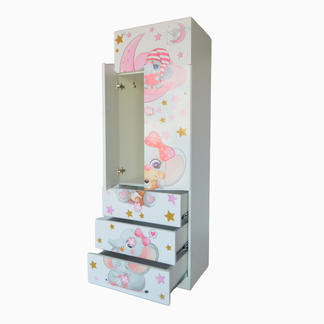 ROPERO MELAMINE CALCOMANIA 60CM STANDARD (DISEÑOS NIÑOS C/SABANERA)