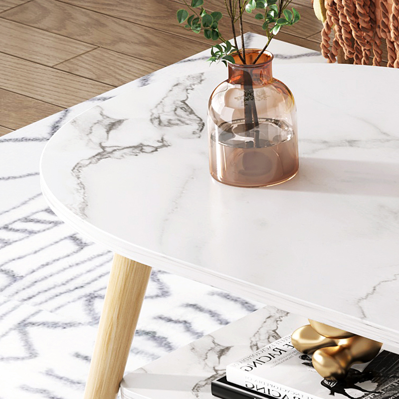 MESA DE CENTRO VINTAGE MARMOLEADO BLANCO - MFTOP - Imagen 4