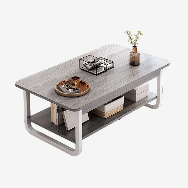 MESA DE CENTRO DELUXE - MARMOLEADO GRIS Y BLANCO - MFTOP - Imagen 2