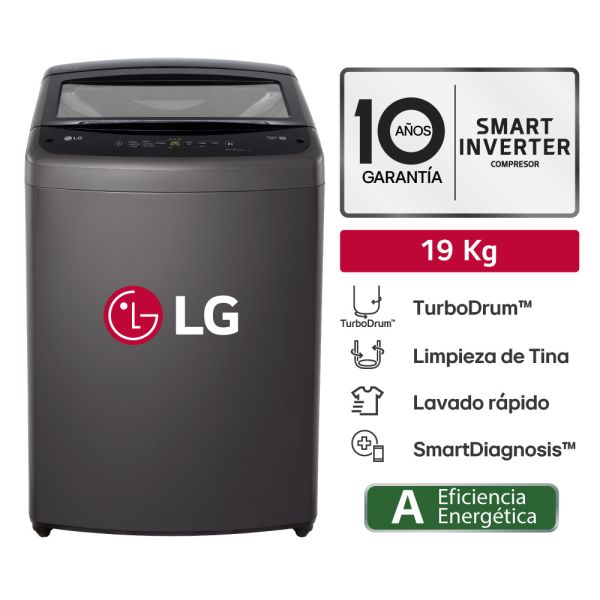 WT19BVTB - Lavadora Automática Carga Superior Con TurboDrum™, Negro Claro 19Kg Lg