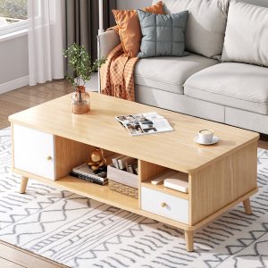 MESA DE CENTRO OASIS BLANCO Y MARRON -MFTOP