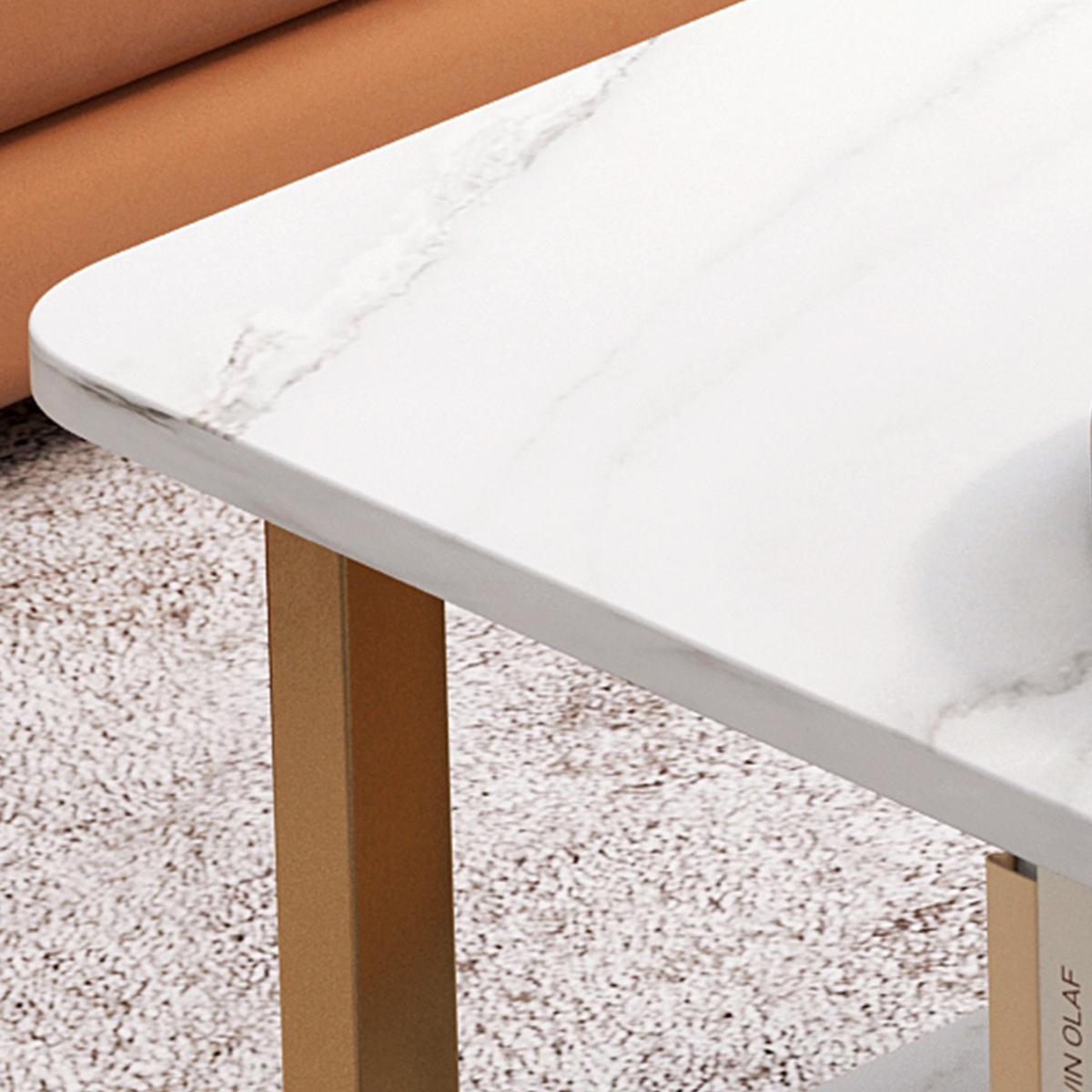 MESA DE CENTRO DELUXE - MARMOLEADO BLANCO Y DORADO -MFTOP - Imagen 6