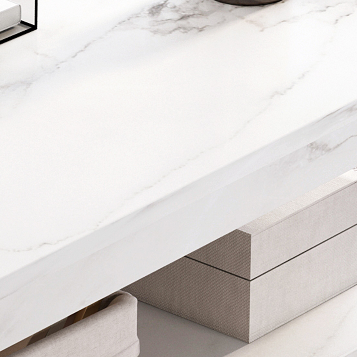 MESA DE CENTRO DELUXE - MARMOLEADO BLANCO Y DORADO -MFTOP - Imagen 4