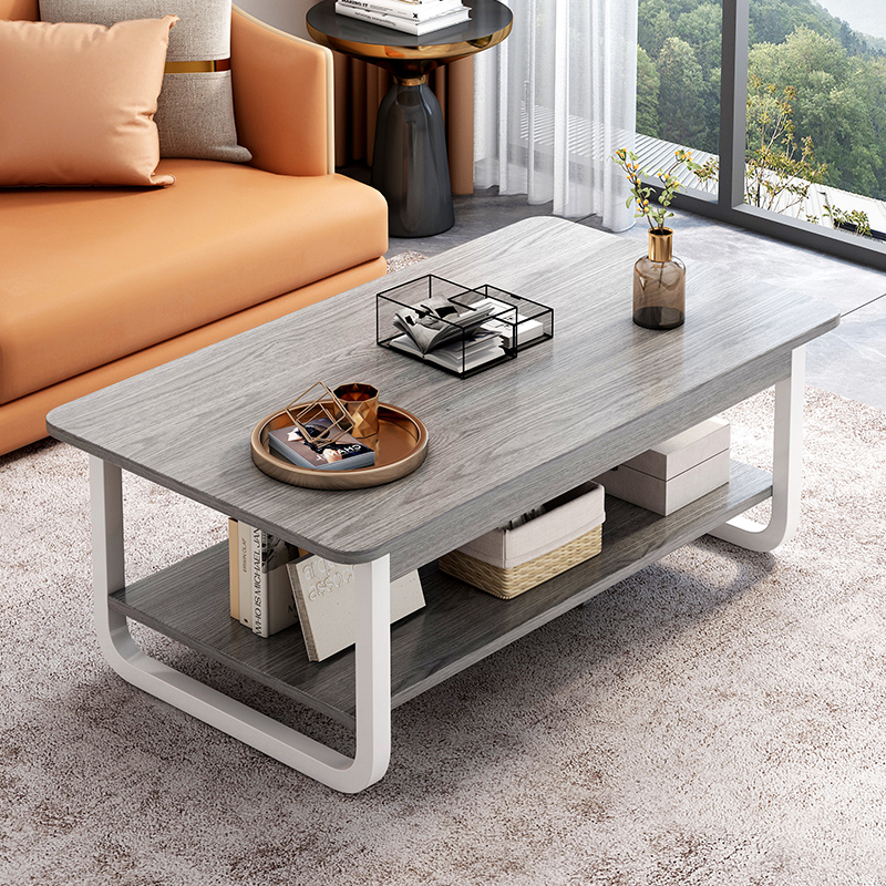 MESA DE CENTRO DELUXE - MARMOLEADO GRIS Y BLANCO - MFTOP