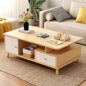 MESA DE CENTRO OASIS CON ALERO BLANCO Y MARRON -MFTOP