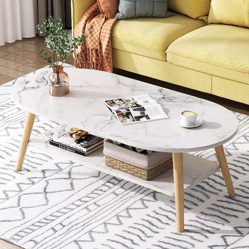 MESA DE CENTRO VINTAGE MARMOLEADO BLANCO - MFTOP