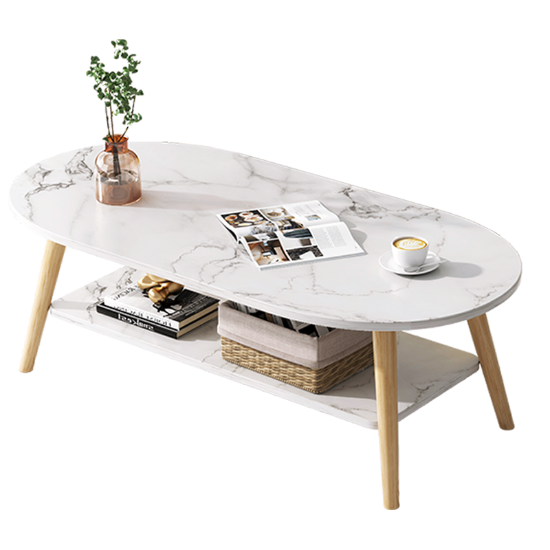 MESA DE CENTRO VINTAGE MARMOLEADO BLANCO - MFTOP - Imagen 5