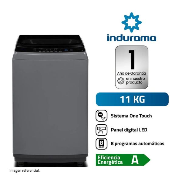 LRI-11DGR - Lavadora Automática Indurama LRI-11DG 11kg Gris Oscuro