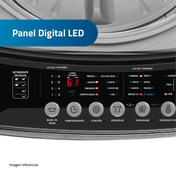 LRI-11DGR - Lavadora Automática Indurama LRI-11DG 11kg Gris Oscuro - Imagen 4