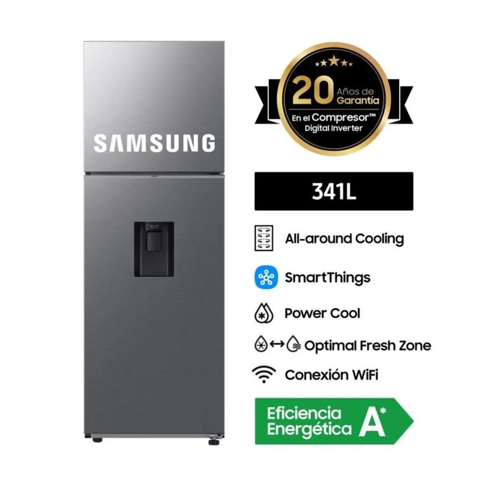 RT35DG5720S9PE - Refrigeradora Top Mount Freezer 341Lt Silver C/Dispensador Samsung