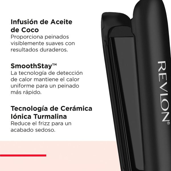 RVST2211N1 - Alisadora De Cabello Smoothstay Con Aceite De Coco Negro Revlon - Imagen 5