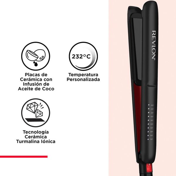 RVST2211N1 - Alisadora De Cabello Smoothstay Con Aceite De Coco Negro Revlon - Imagen 3