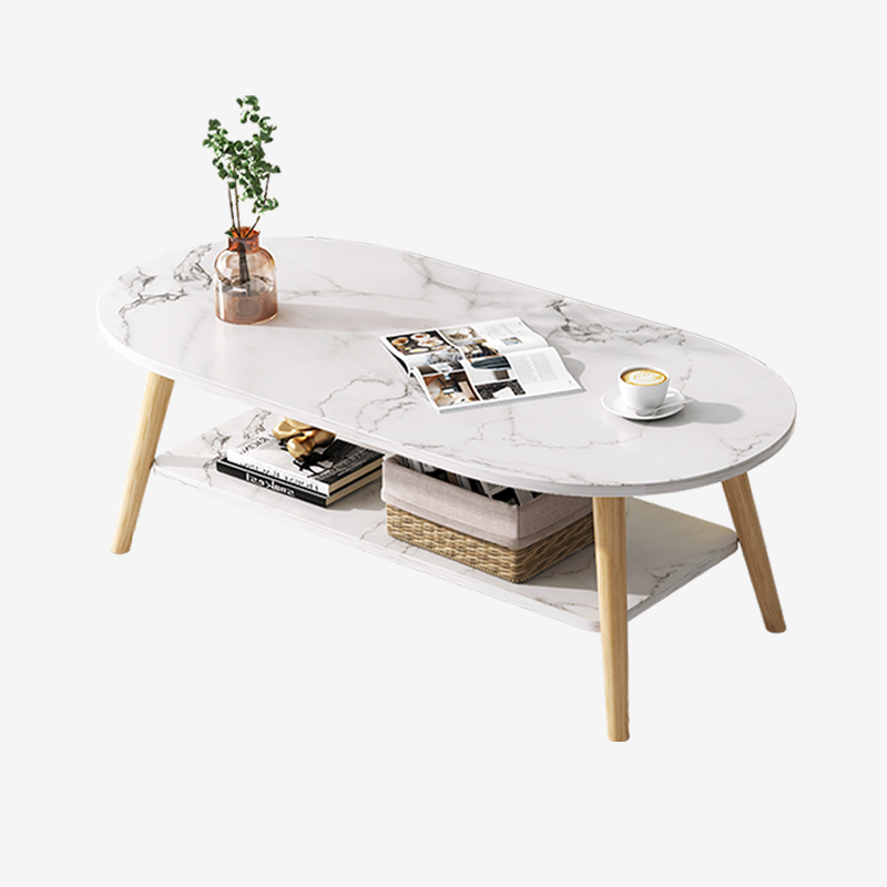 MESA DE CENTRO VINTAGE MARMOLEADO BLANCO - MFTOP - Imagen 2