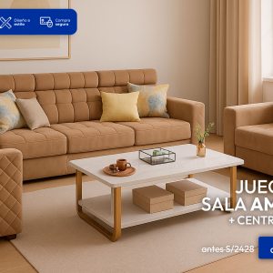 JUEGO DE SALA 3X2X1 - AMERICANO CON SISTEMA + MESA DE CENTRO