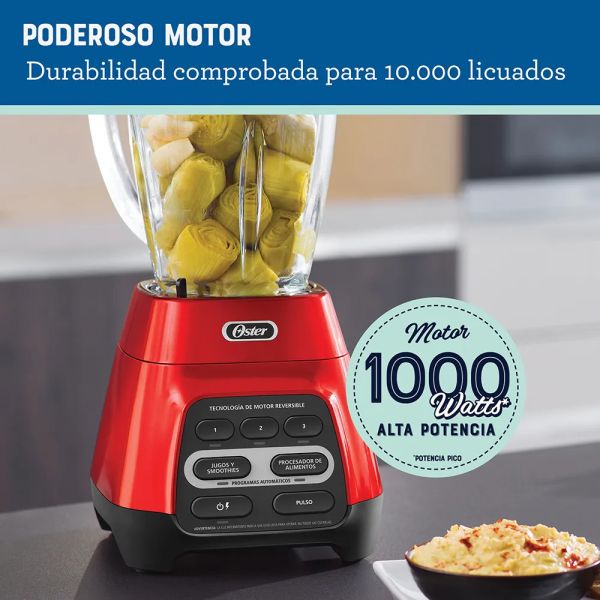 BLSTPYG1310 RBG 053 - Licuadora De 3 Velocidades Con Tecnología Reversible 1000W Rojo Oster - Imagen 3