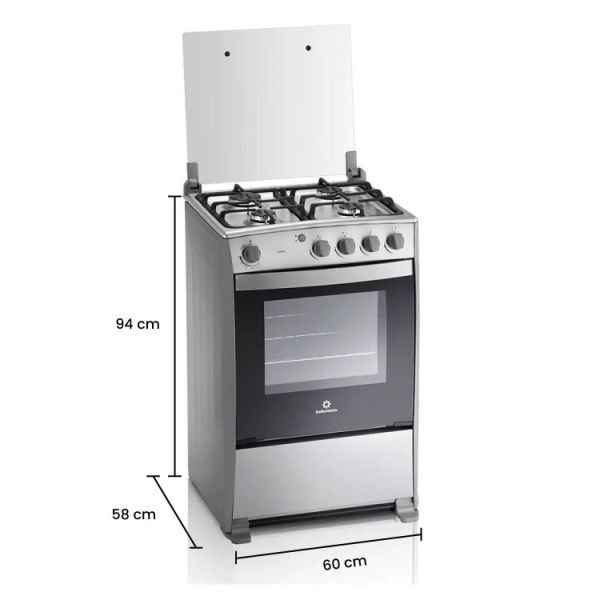 CORUÑA QZ CROMA - Cocina De Pie 1 Horno 4 Hornillas Gris 24, Parrilas de Hierro Fundido, Indurama - Imagen 3