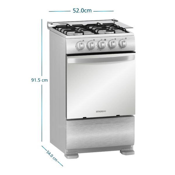 TX5110P2 - Cocina De Pie 1 Horno 4 Hornillas Inox 52Cm Mabe - Imagen 2