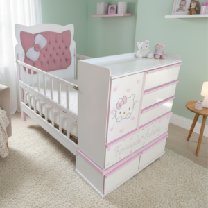 CAMA CUNA 1.5 PLAZAS DUCO C/TAPIZADO NIÑA