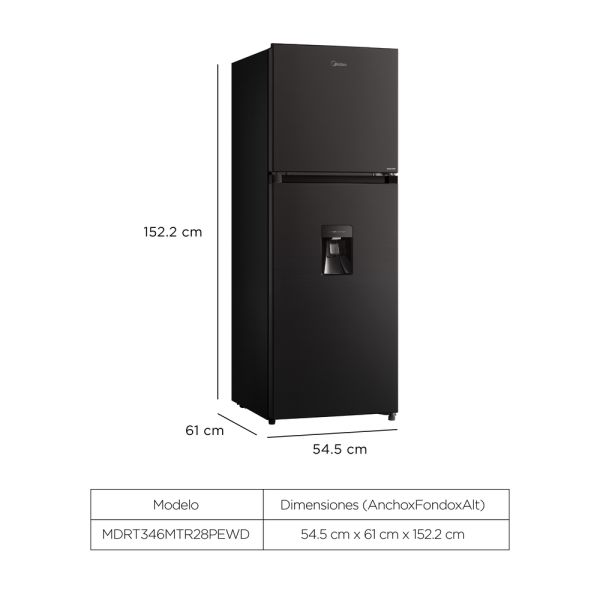 MDRT346MTR28PEWD - Refrigeradora Top Mount Inverter 236Lts Inox Negra, Midea - Imagen 2