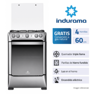 GRANADA ZFO - Cocina De Pie 1 Horno 4 Hornillas, Parrillas Hierro Fundido, Inox 24 Indurama