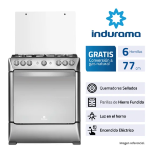 PARMA ZFO - Cocina De Pie 1 Horno 6 Hornillas, Parrillas Hierro Fundido, Gris, 76Cm Indurama