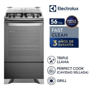 F4ETG - Cocina De Pie, 1 Horno, 4 Quemadores, Triple Llama 56Cm Gris Electrolux