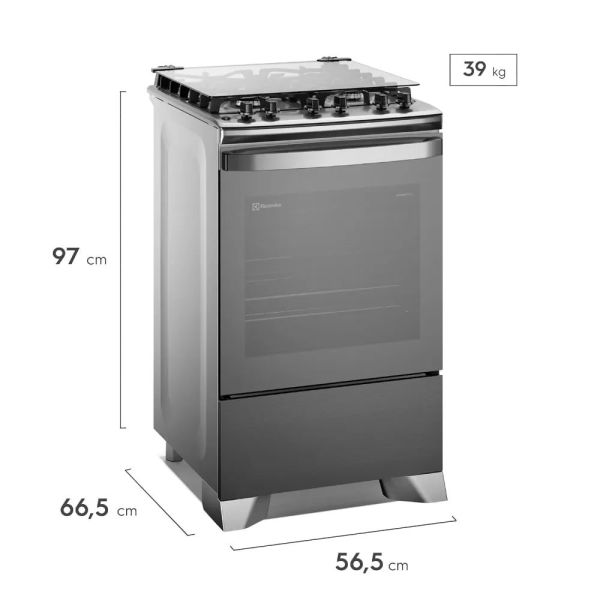 LUANA - Cocina De Pie 1 Horno 4 Hornillas Silver 24" Inresa - Imagen 4