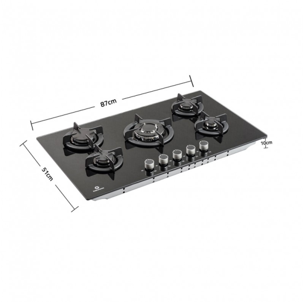 EGI-905VDNEG 5Q- Cocina empotrable a gas 5Q negro 87cm Indurama - Imagen 6