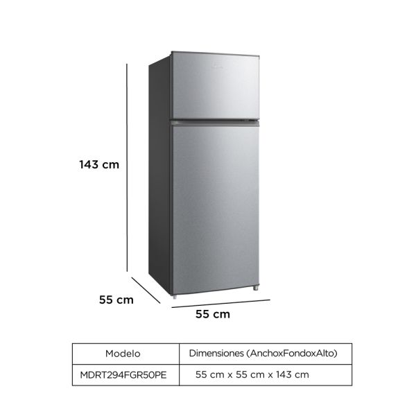 MDRT294FGR50PE - Refrigeradora 210L 2 Puertas Silver Midea - Imagen 2