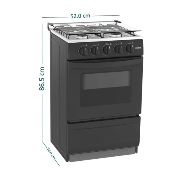 EMP2000AN0 - Cocina De Pie 1 Horno 4 Hornillas Negro 52Cm Mabe - Imagen 3